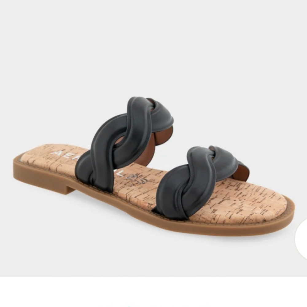 Aerosoles Collete Black Faux Leather Sandals